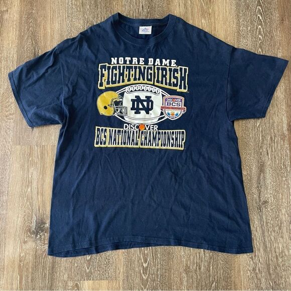 BCS National Championship Men T-Shirt Large Navy Notre Dame Fighting Irish 2013 - Picture 1 of 3